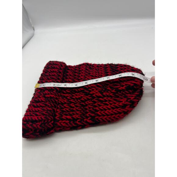 Unisex Black and Red Mottled knit cap hat ski hat boho X-small - Picture 8 of 9